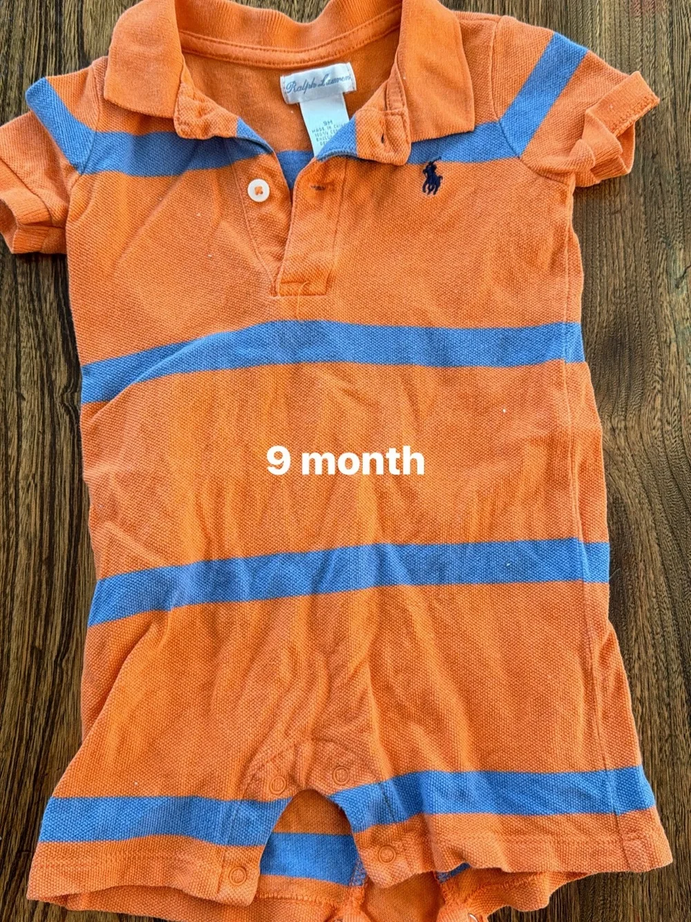 Ralph Lauren Orange and Blue Striped Polo Romper
